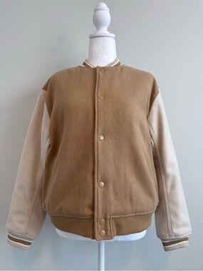 LCKR Men's Varsity Jacket Two-Tone Camel Brown & Cream Size XL Boys Grade School